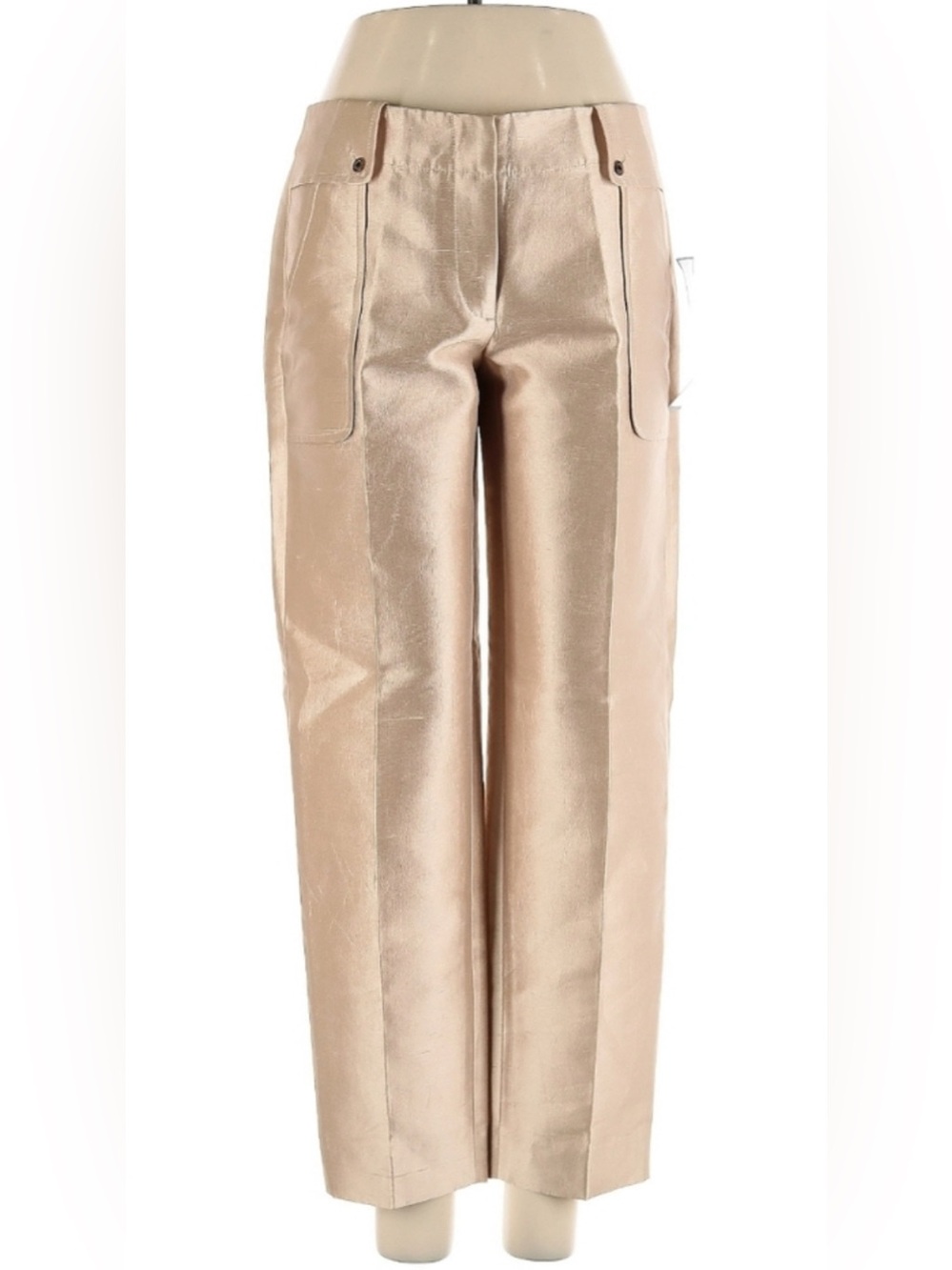 NWT - J. Crew Collection Relaxed Silk Cargo Pocket Pant in Champagne - Size 2